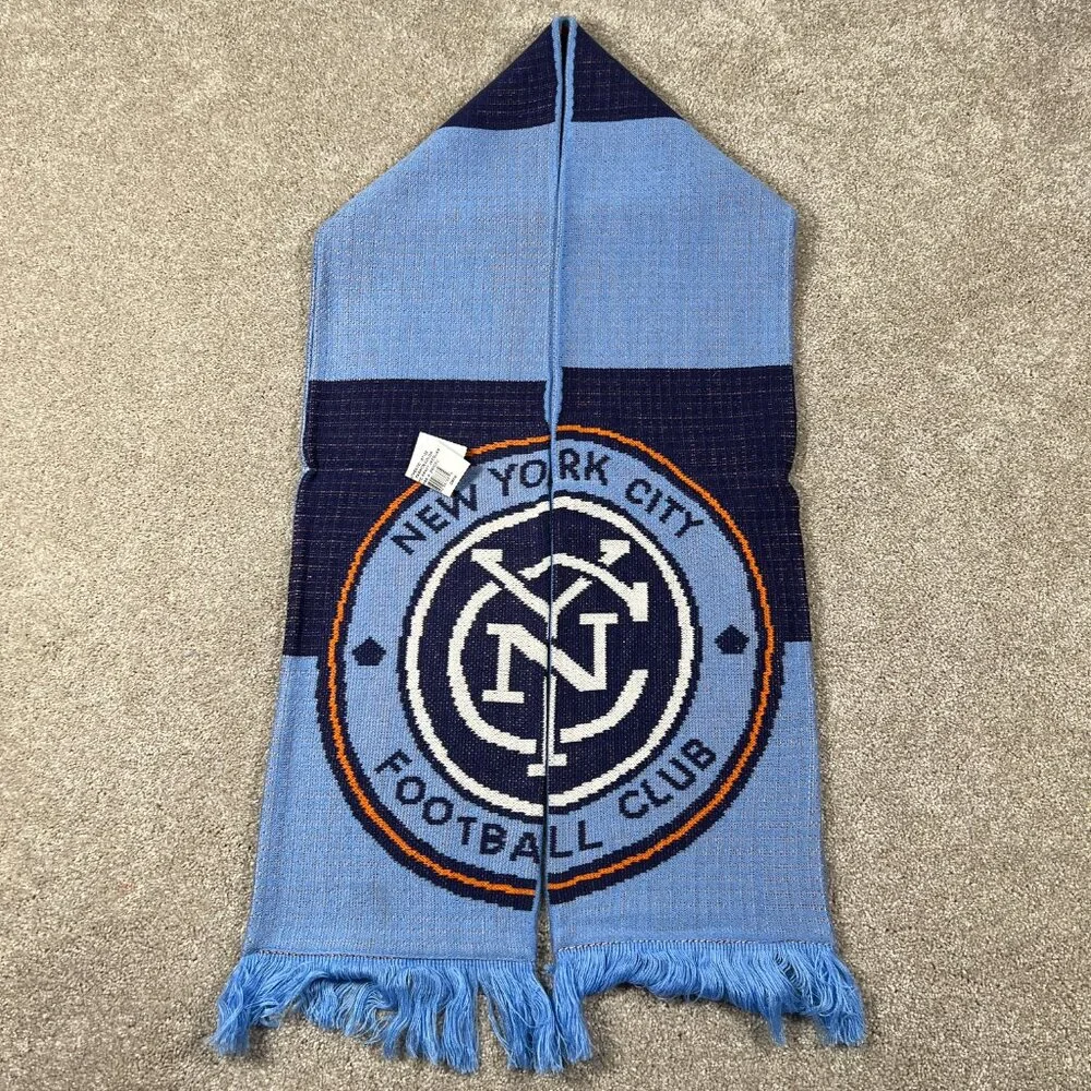 Adidas Unisex‎ OSFA Blue Winter Fringe New York City FC Soccer MLS Scarf NWT
